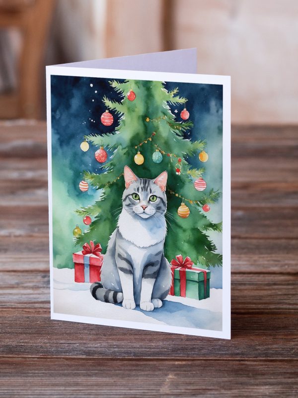 Aegean Cat By the Christmas Tree Greeting Cards Pack of 8 Sale - Image 2