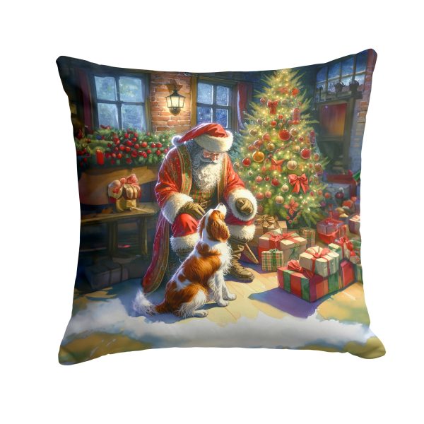 Brittany and Santa Claus Throw Pillow Discount