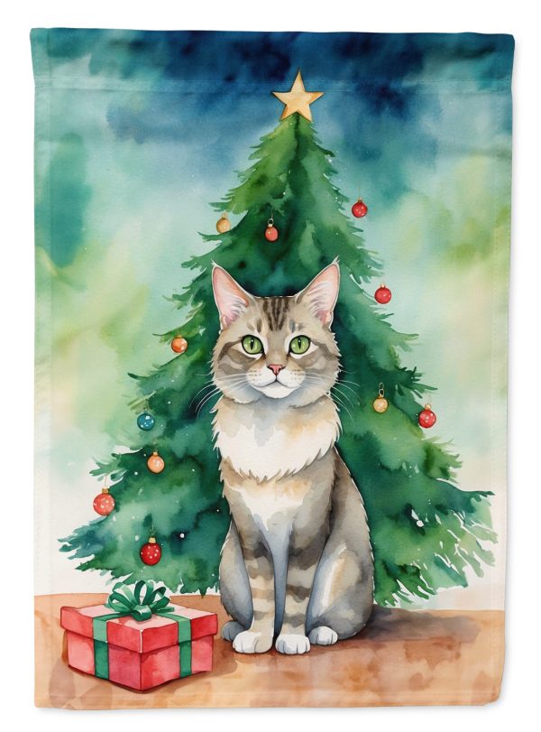 Dwelf Christmas Garden Flag - Cat by the Christmas Tree - Cat-Themed Holiday Yard Decor For Discount