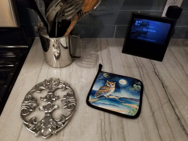 Owl Perched in Coastal Tree Pair of Pot Holders Cheap - Image 3