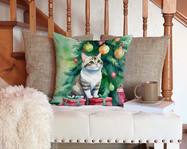 Li Hua Cat By the Christmas Tree Throw Pillow For Cheap - Image 3