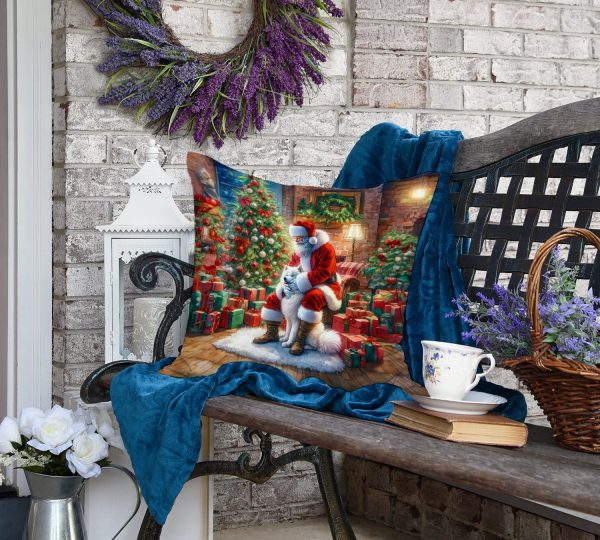 Samoyed and Santa Claus Throw Pillow Online now - Image 4