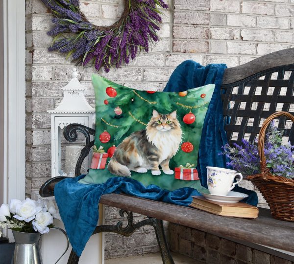 Cymric Cat By the Christmas Tree Throw Pillow Online now - Image 5