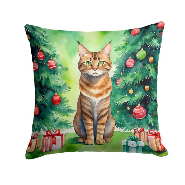 Sokoke Cat By the Christmas Tree Throw Pillow Discount