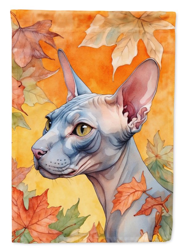 Donskoy Don Sphynx Cat in Fall Leaves House Flag Hot on Sale