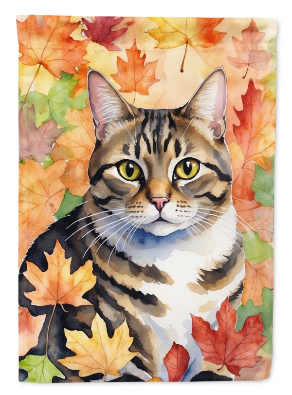 California Spangled Cat in Fall Leaves House Flag Hot on Sale