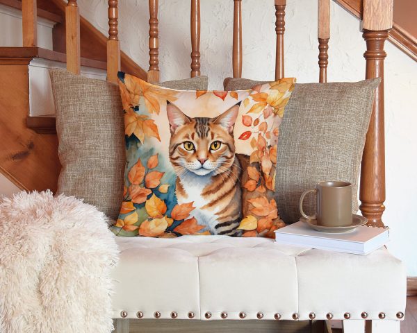 Aegean Cat in Fall Leaves Throw Pillow Cheap - Image 3