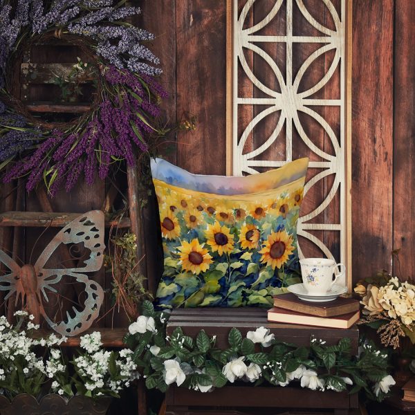 Sunflowers in Watercolor Throw Pillow For Cheap - Image 5