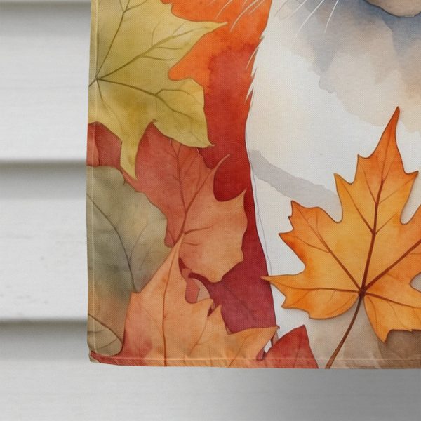 Siamese Cat in Fall Leaves House Flag on Sale - Image 4