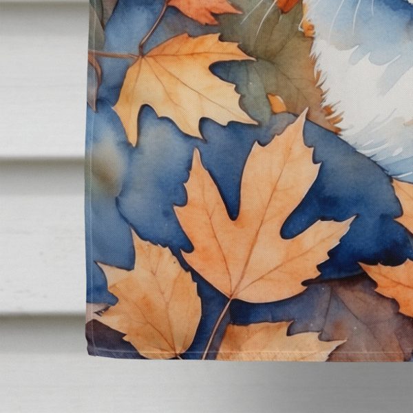 Ojos Azules Cat in Fall Leaves House Flag Sale - Image 4
