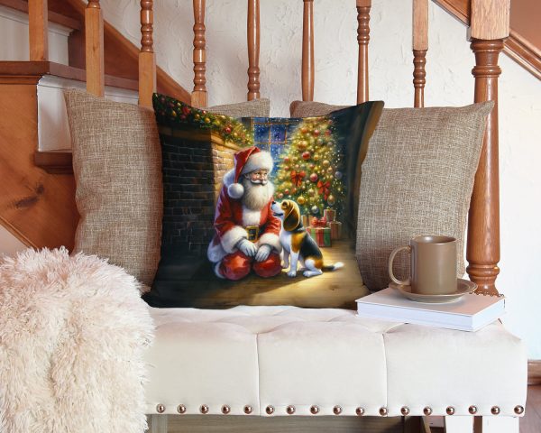 Beagle and Santa Claus Throw Pillow For Sale - Image 3