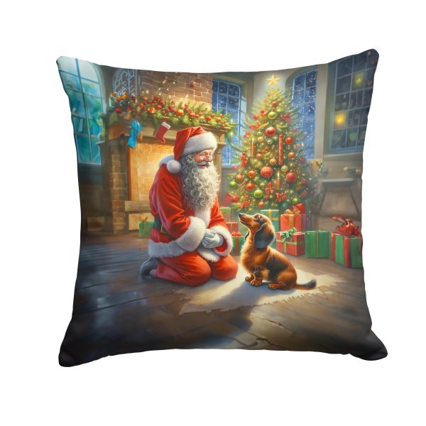 Dachshund and Santa Claus Throw Pillow Online Sale