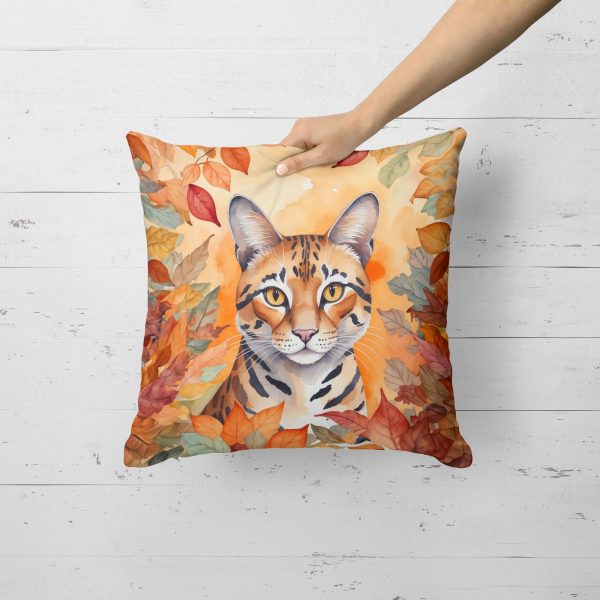 Safari Cat in Fall Leaves Throw Pillow Supply - Image 2