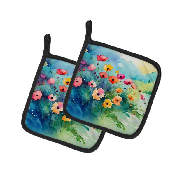 Anemones in Watercolor Pair of Pot Holders Online Hot Sale