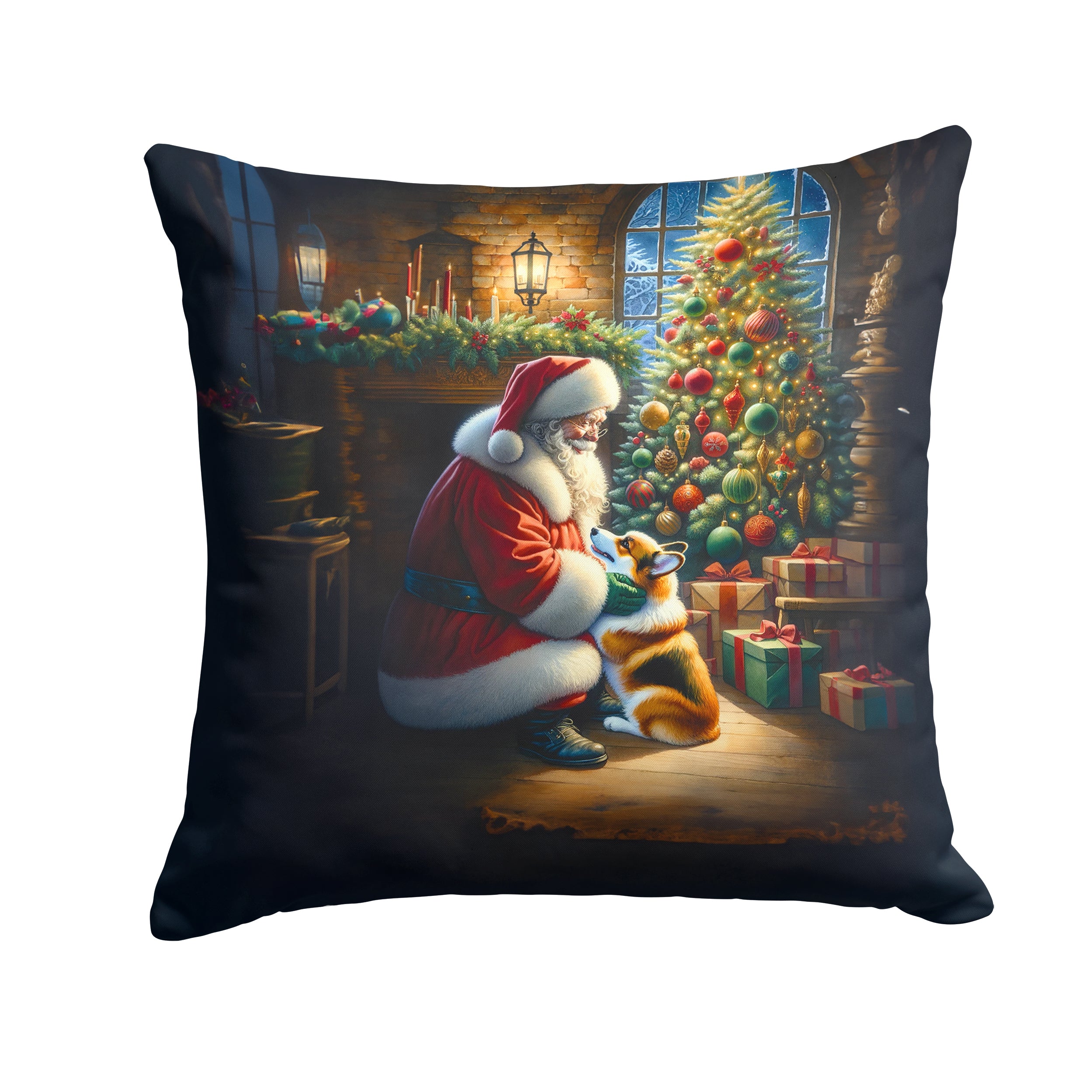 Corgi and Santa Claus Throw Pillow Cheap