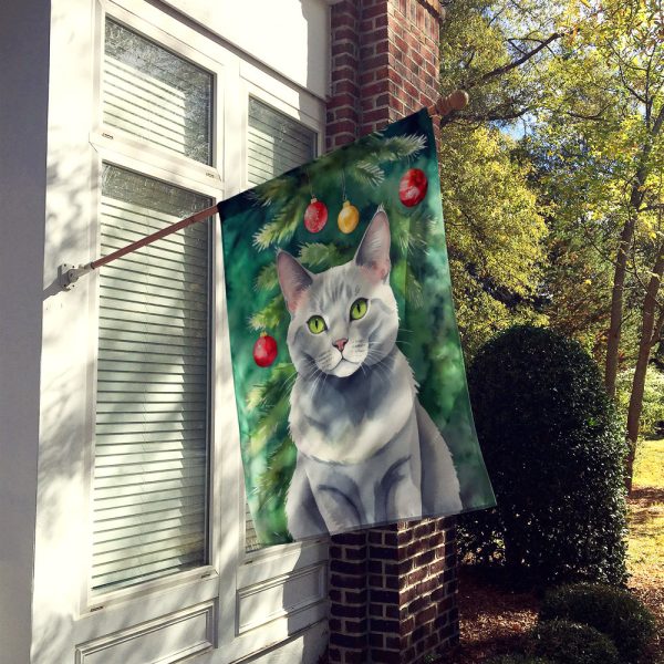 Korat Cat By the Christmas Tree House Flag For Discount - Image 2