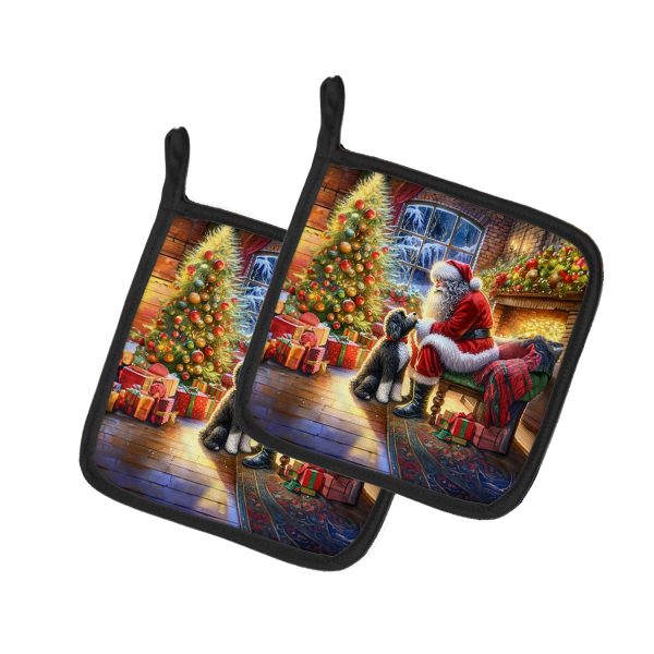 Portuguese Water Dog and Santa Claus Pair of Pot Holders Online Hot Sale