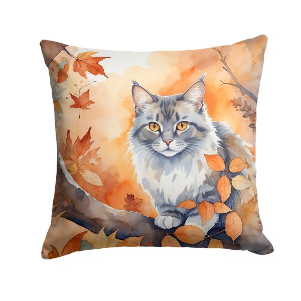 Australian Mist Cat in Fall Leaves Throw Pillow For Sale