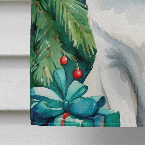 Foreign White Cat By the Christmas Tree House Flag on Sale - Image 4