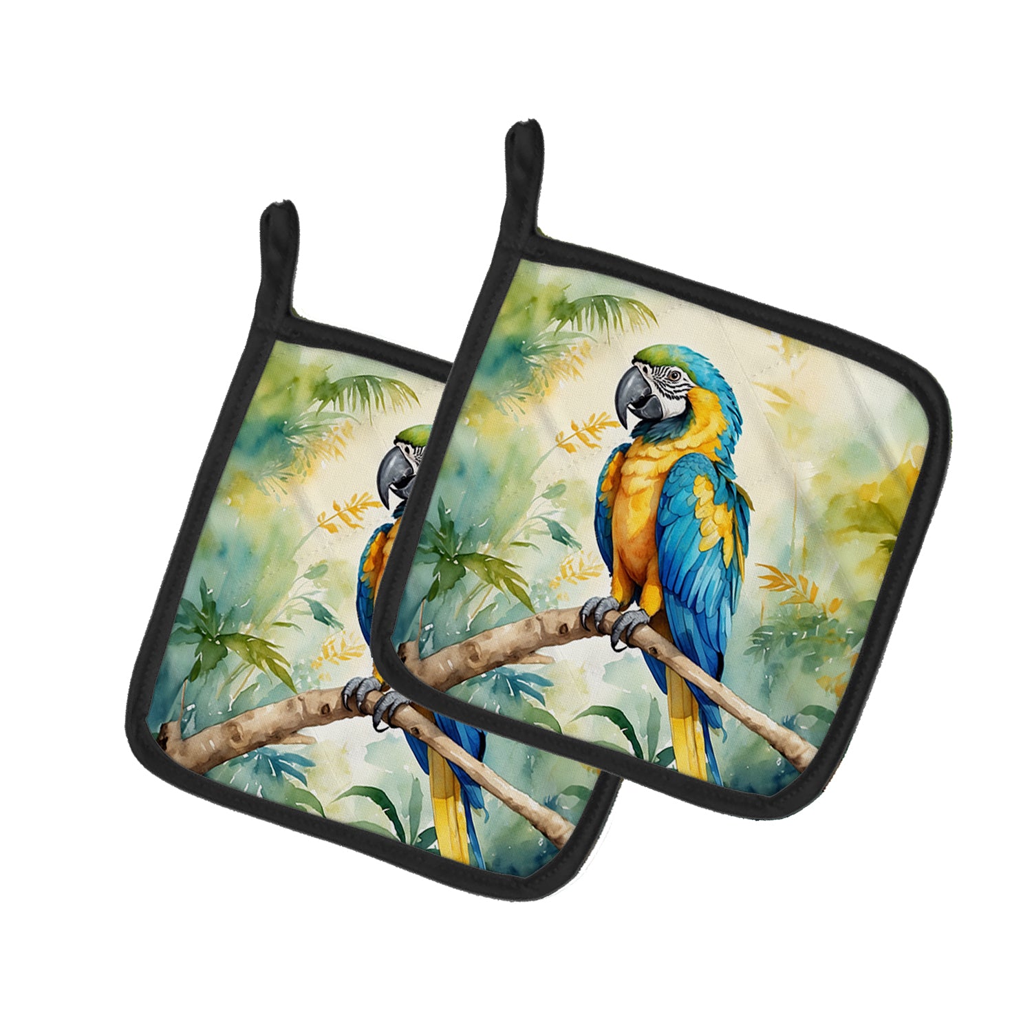Blue and Gold Macaw Pair of Pot Holders Discount