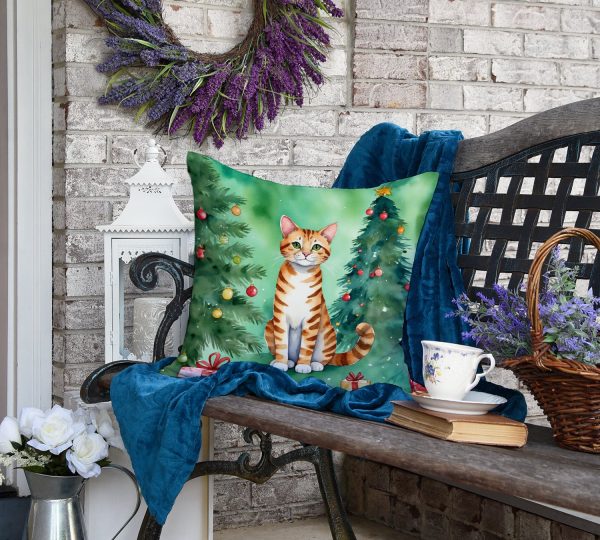 Safari Cat By the Christmas Tree Throw Pillow For Discount - Image 5
