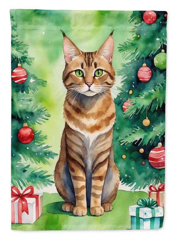 Sokoke Christmas Garden Flag - Cat by the Christmas Tree - Cat-Themed Holiday Yard Decor Discount