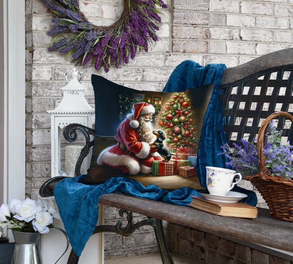 Dachshund and Santa Claus Throw Pillow For Discount - Image 4
