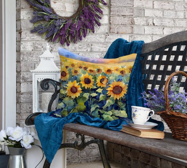 Sunflowers in Watercolor Throw Pillow For Cheap - Image 4