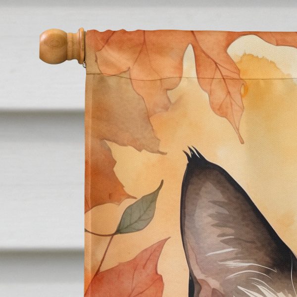 Siamese Cat in Fall Leaves House Flag on Sale - Image 3
