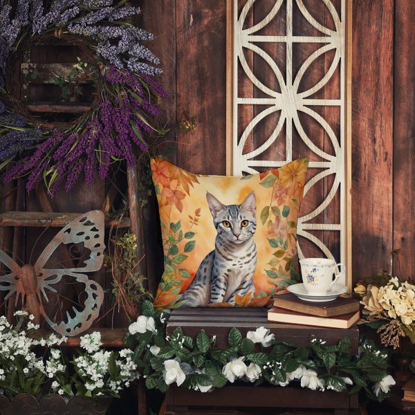 Egyptian Mau Cat in Fall Leaves Throw Pillow Online Sale - Image 5