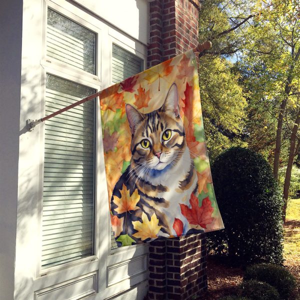 California Spangled Cat in Fall Leaves House Flag Hot on Sale - Image 2