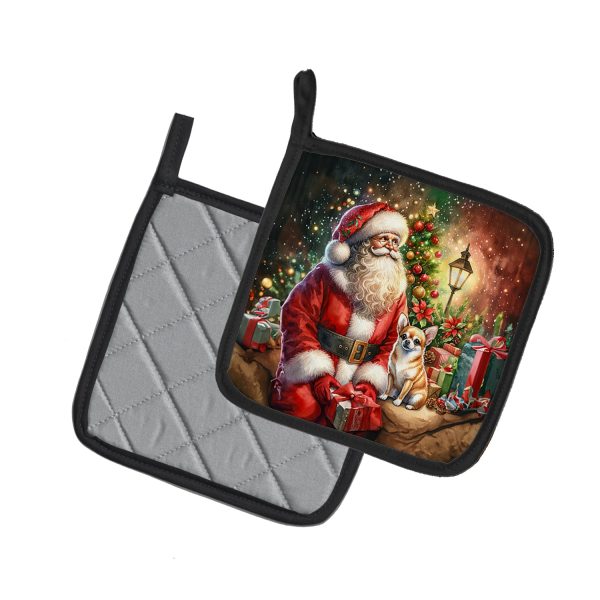 Chihuahua and Santa Claus Pair of Pot Holders Hot on Sale - Image 2