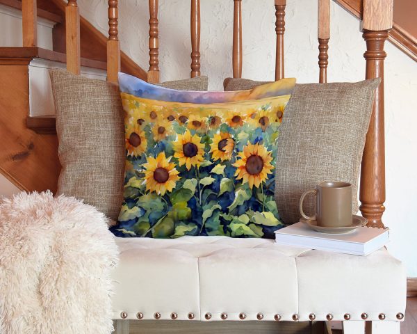 Sunflowers in Watercolor Throw Pillow For Cheap - Image 3
