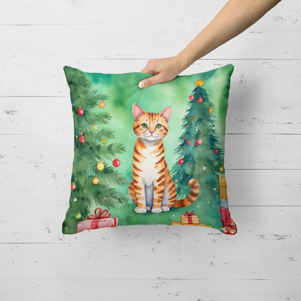 Safari Cat By the Christmas Tree Throw Pillow For Discount - Image 3