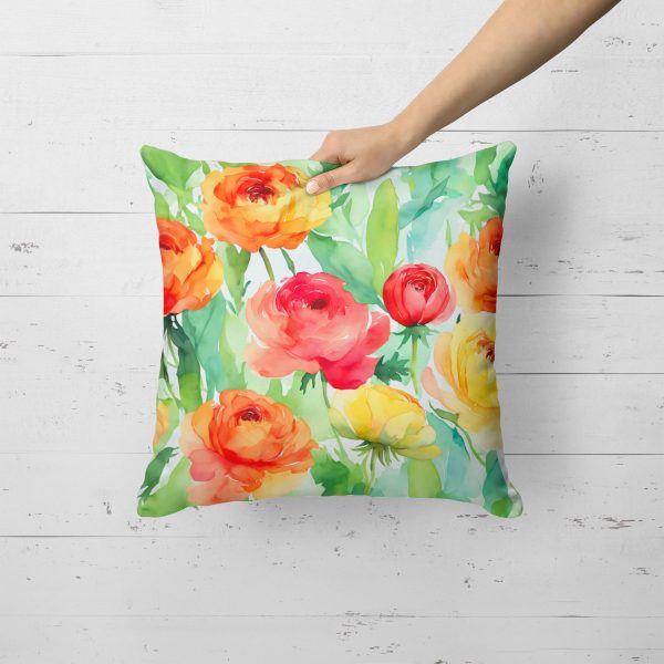 Ranunculus in Watercolor Throw Pillow Fashion - Image 2