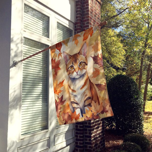 German Rex Cat in Fall Leaves House Flag For Sale - Image 2