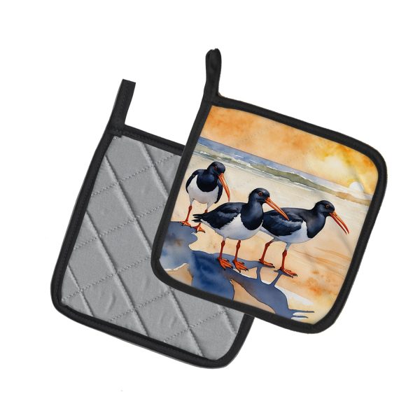 Oystercatchers Foraging Pair of Pot Holders For Cheap - Image 2