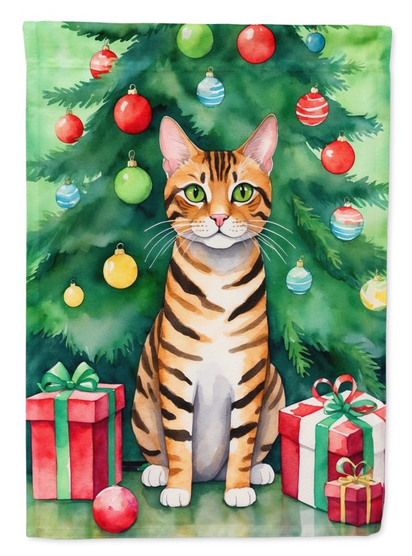 Toyger Cat By the Christmas Tree House Flag Fashion