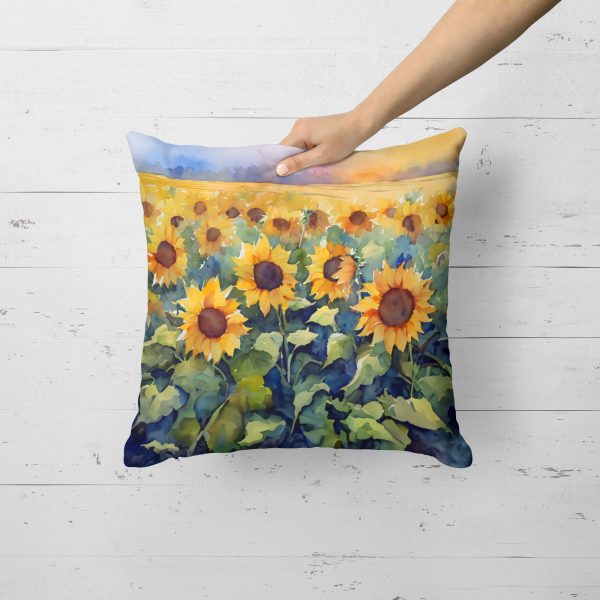 Sunflowers in Watercolor Throw Pillow For Cheap - Image 2