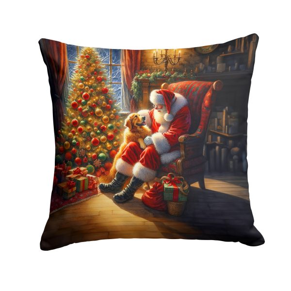 Golden Retriever and Santa Claus Throw Pillow Hot on Sale
