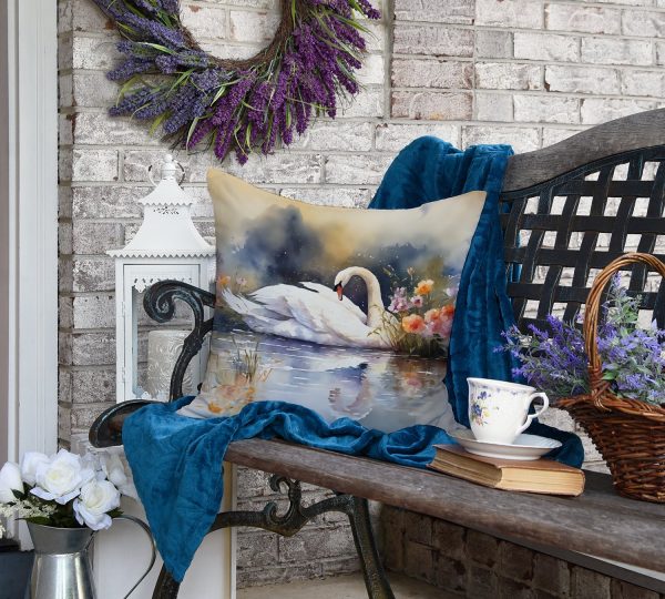 Swan Throw Pillow For Sale - Image 4