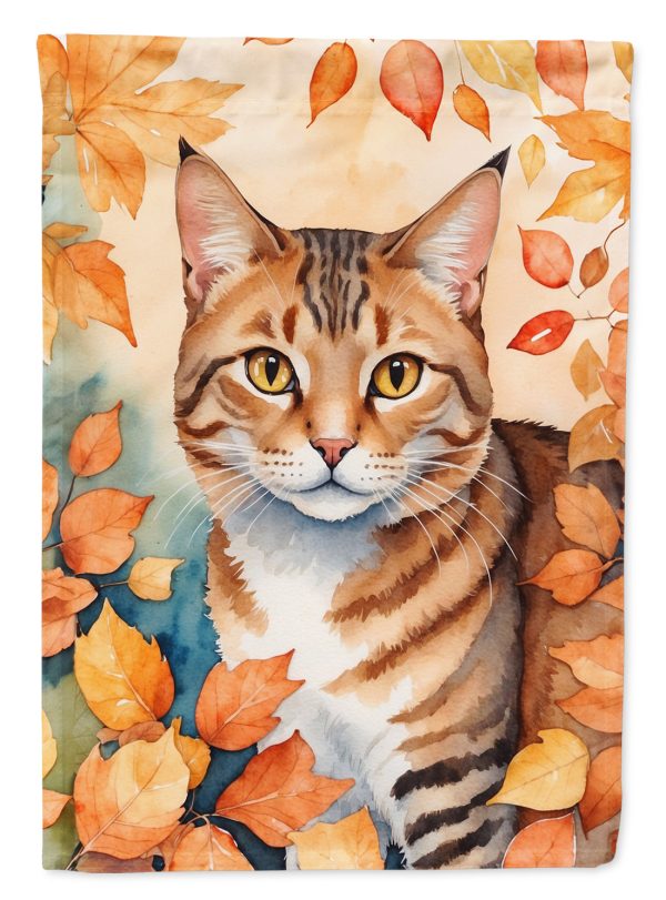 Aegean Fall Garden Flag - Cat in Fall Leaves - Cat-Themed Seasonal Yard Decor Sale