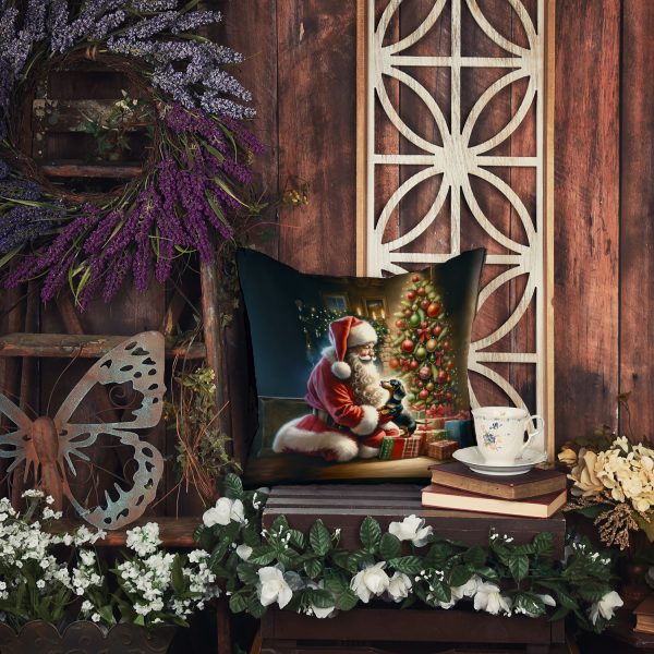 Dachshund and Santa Claus Throw Pillow For Discount - Image 5