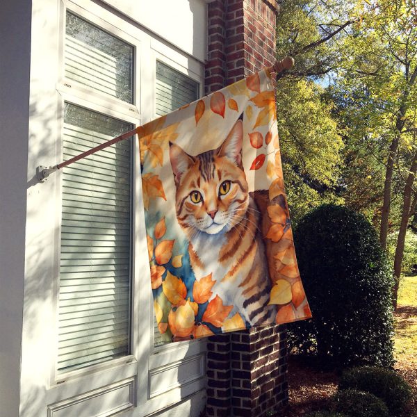 Aegean Cat in Fall Leaves House Flag Supply - Image 2