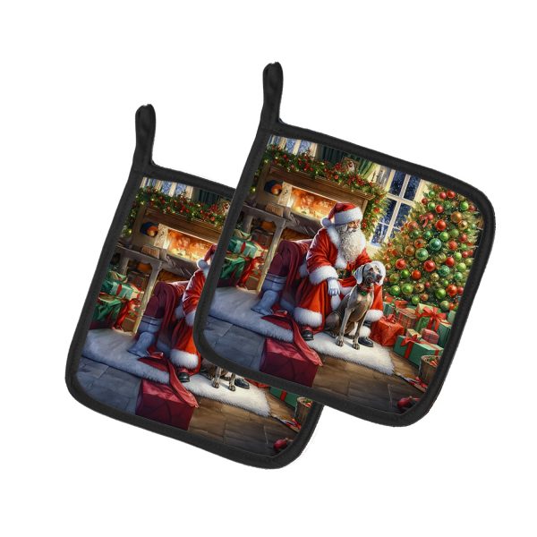 Weimaraner and Santa Claus Pair of Pot Holders Discount