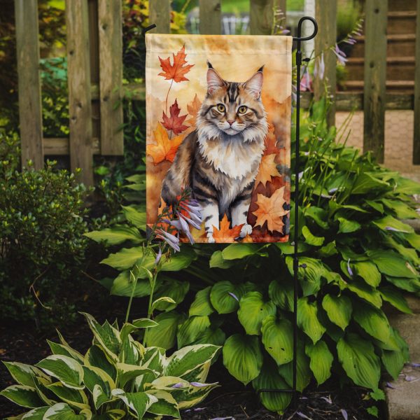 Kurilian Bobtail Fall Garden Flag - Cat in Fall Leaves - Cat-Themed Seasonal Yard Decor Fashion - Image 2