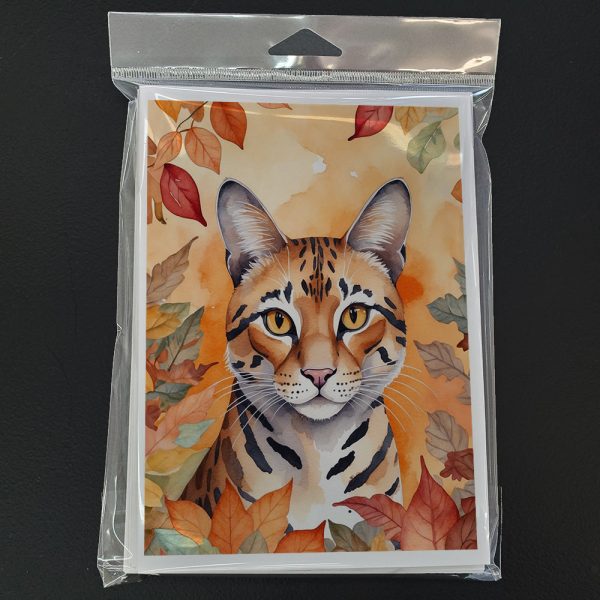 Safari Cat in Fall Leaves Greeting Cards Pack of 8 Supply - Image 3