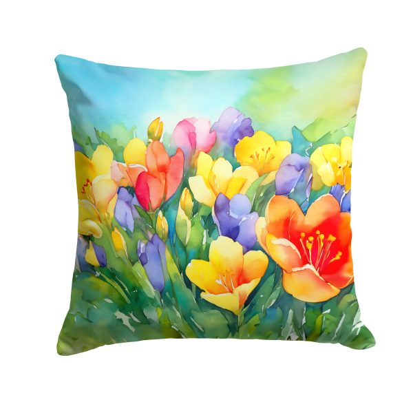 Freesias in Watercolor Throw Pillow Online Sale