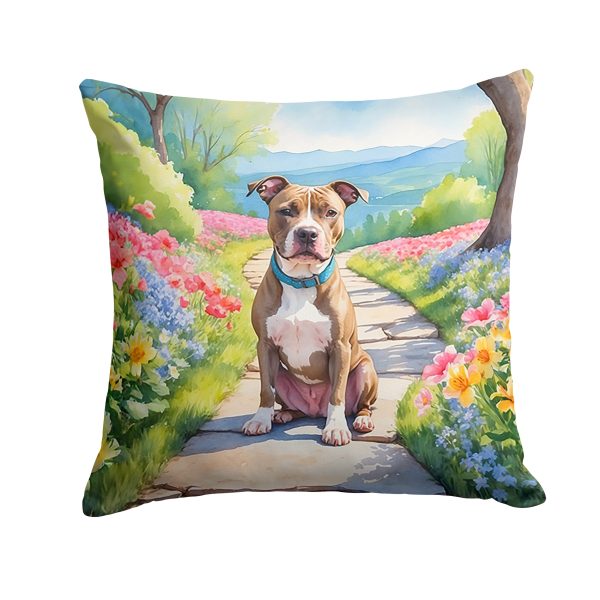 Pit Bull Terrier Spring Path Throw Pillow Supply