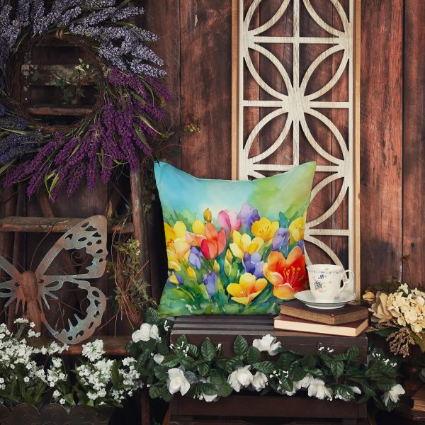 Freesias in Watercolor Throw Pillow Online Sale - Image 5